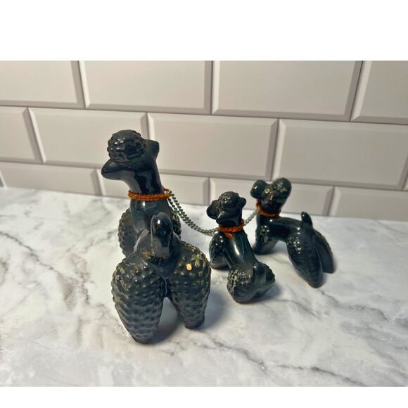 Vintage Poodle on Chain with two Pups - Japan - Picture 4 of 5